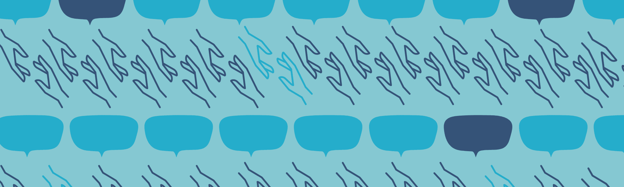 Speech bubble and hand reaching hand repetitive graphic